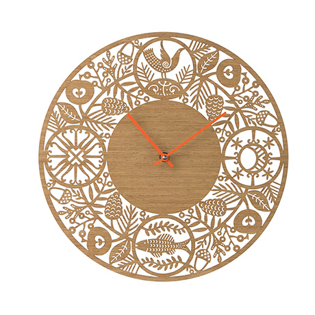 Elements Etched Wood Clock