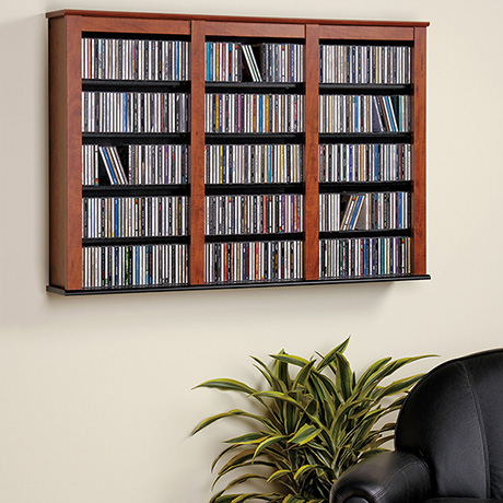Triple Wall Mounted Storage CDs and DVDs