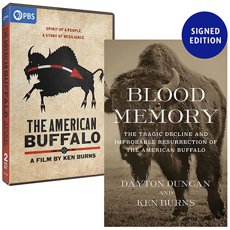 (Signed) The American Buffalo: A Film by Ken Burns DVD and Blood Memory Book Set