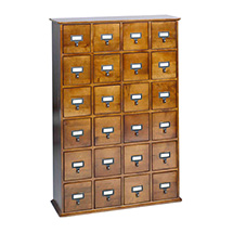 Alternate Image 2 for Library Catalog Media Storage Cabinet - 24 Drawers - Stores 456 CDs or 192 DVDs