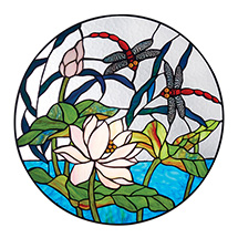 Product Image for Dragonfly Pond Stained Glass Panel 