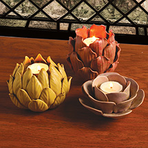 Product Image for Porcelain Flowers Tea Light Holders Set