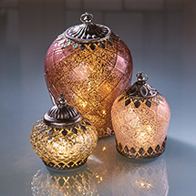 Alternate Image 1 for Mercury Glass Lighted Lanterns - Set of 3
