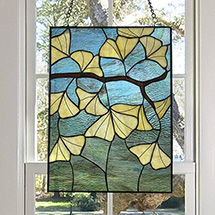 Alternate Image 2 for Gingko Leaves Stained Glass Panel 