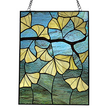 Product Image for Gingko Leaves Stained Glass Panel 