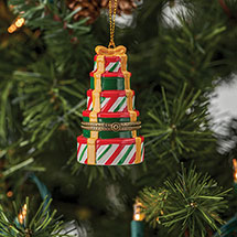 Alternate Image 1 for Porcelain Surprise Ornament - Stacked Presents Round