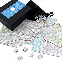 Home Sweet Home Wooden Map Puzzle - Centered on Your Home Address