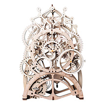 Wind-Up Skeleton Wooden Mechanical Clock Kit