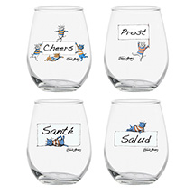 Product Image for Edward Gorey Cats Stemless Wine Glasses - Set of 4