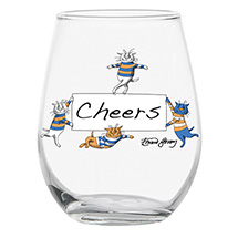 Alternate Image 1 for Edward Gorey Cats Stemless Wine Glasses - Set of 4