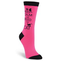 Alternate Image 1 for Keep Calm & Feed the Cat Women's Socks