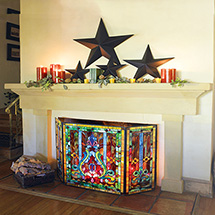 Alternate Image 1 for Stained Glass Fireplace Screen