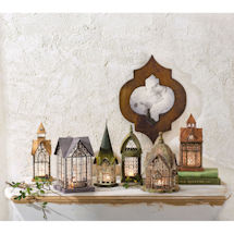 Alternate Image 1 for Glass Panel Candle Lantern Architectural Design in Metal Frame - Windale