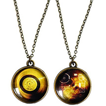 Alternate Image 1 for Double Sided Voyager Space Probe Gold Record Necklace