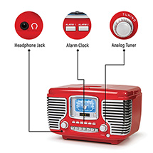 Alternate Image 4 for Corsair Clock Radio/CD Player with Bluetooth - Red