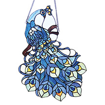 Product Image for Peacock Stained Glass Hanging Panel