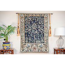 Alternate Image 1 for William Morris Tree of Life Wall Hanging Tapestry Blue 55' x 41'