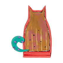 Alternate Image 1 for Handpainted Wooden Cat Decor
