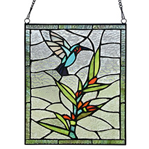 Product Image for Hummingbird Stained Glass Panel