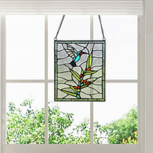 Alternate Image 1 for Hummingbird Stained Glass Panel
