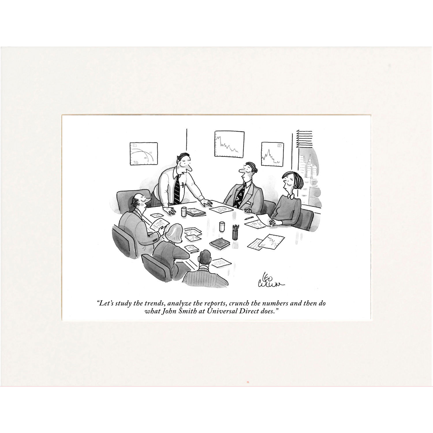 Study the Trends Custom Cartoon - Personalized New Yorker Cartoonist Print  